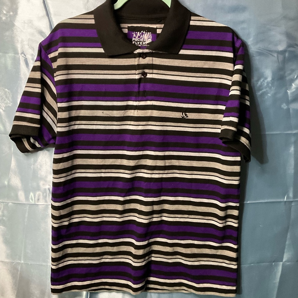 Classic Purple and Black Striped Polo Shirt